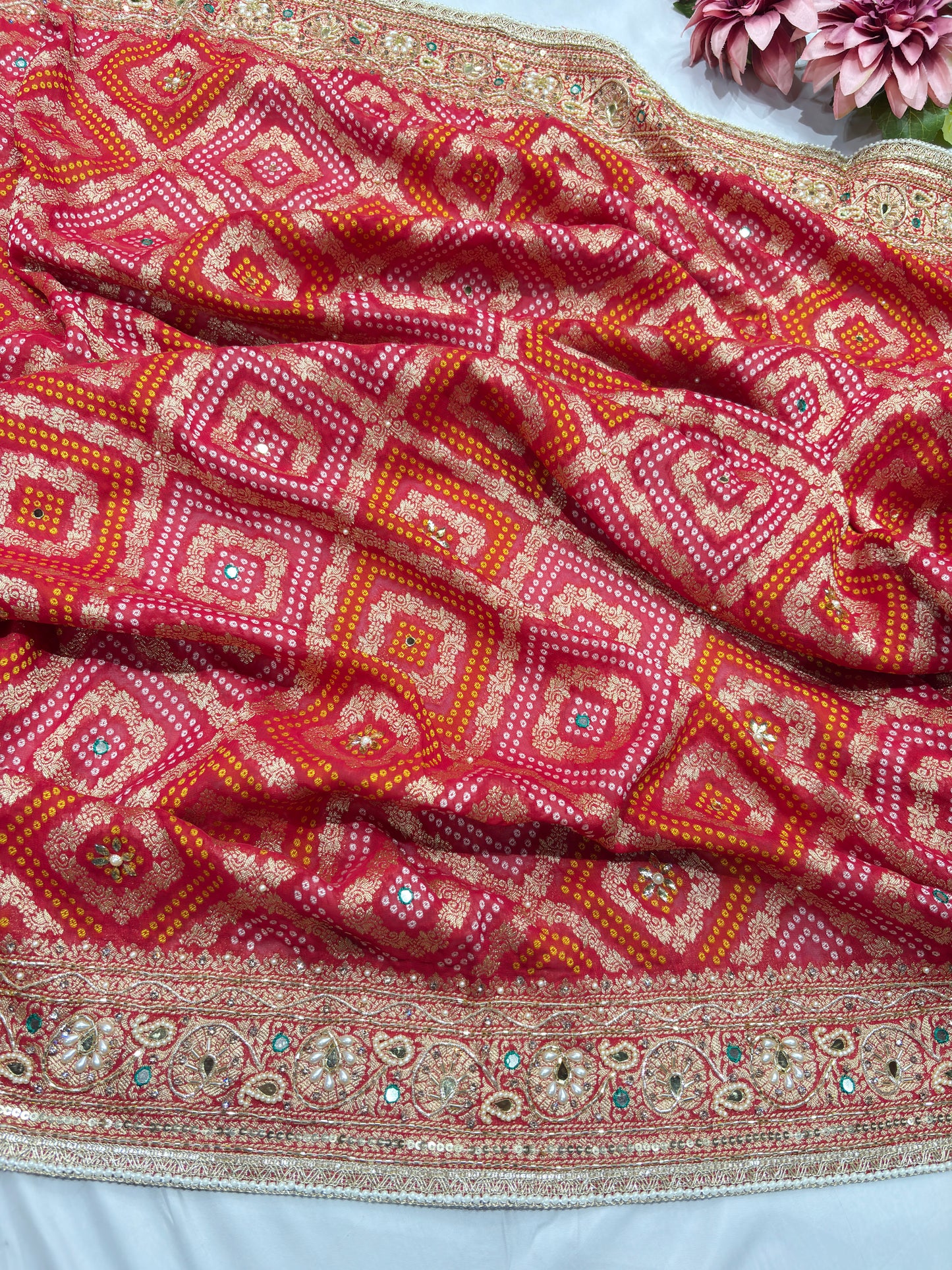 Designer Embroidered Saree with Ornate Gold Detailing