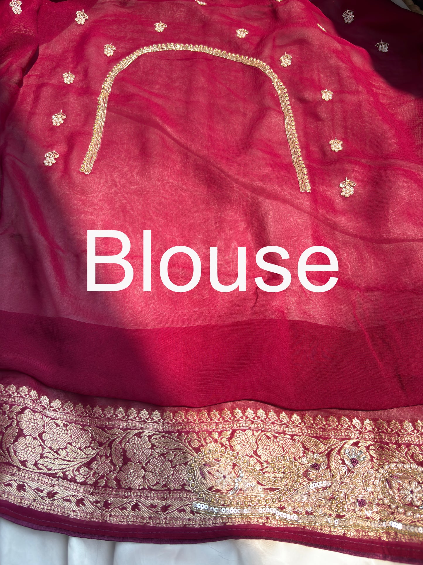 Grand Embroidered Designer Saree with Gold Motifs & Sequins