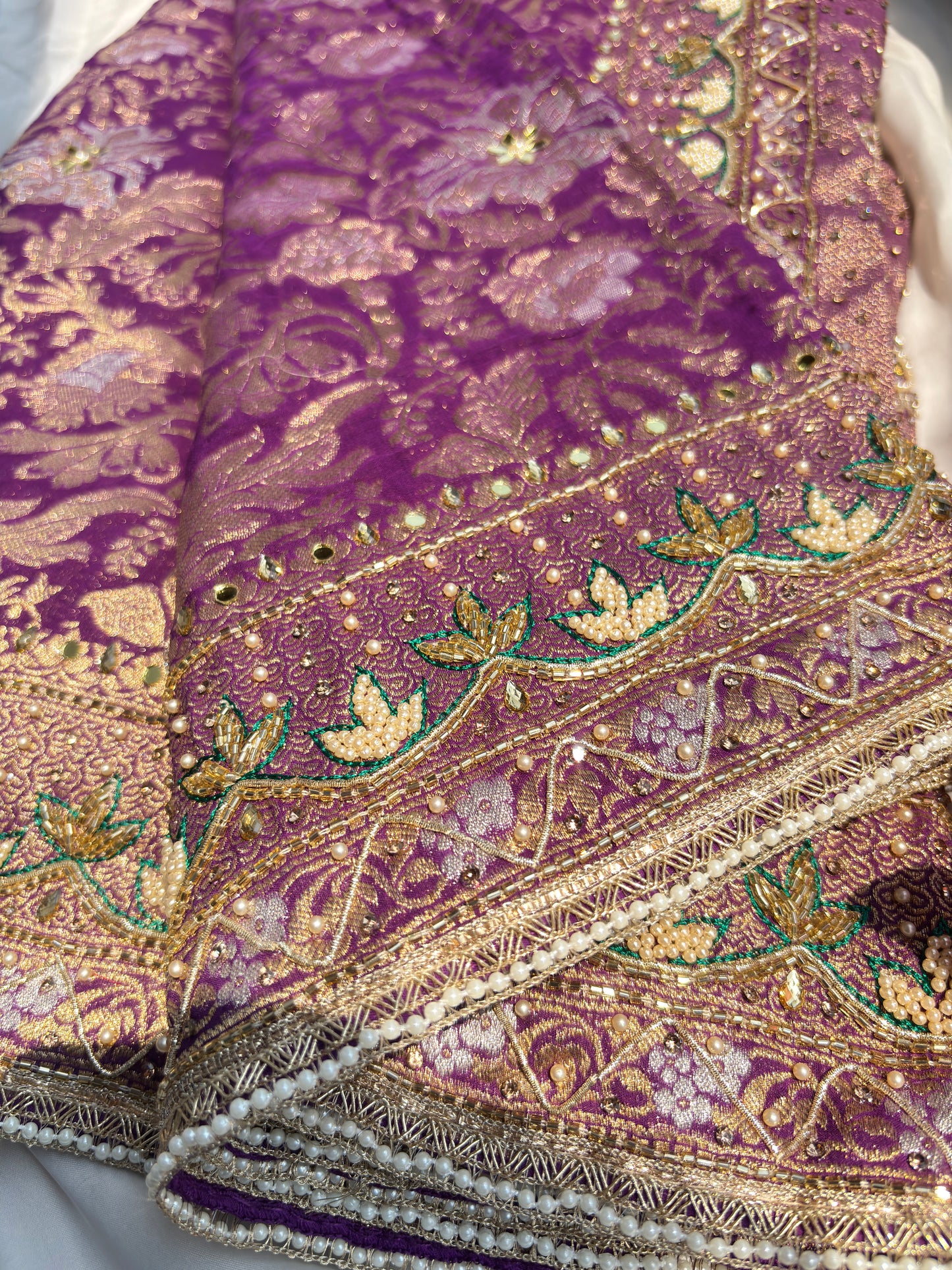 Grand Designer Embroidered Saree with Floral & Ornate Detailing