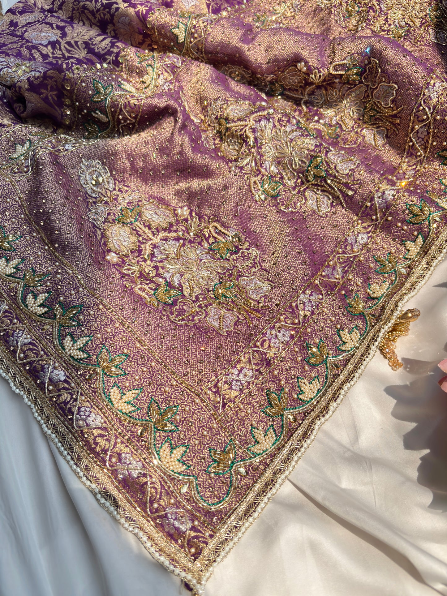Grand Designer Embroidered Saree with Floral & Ornate Detailing