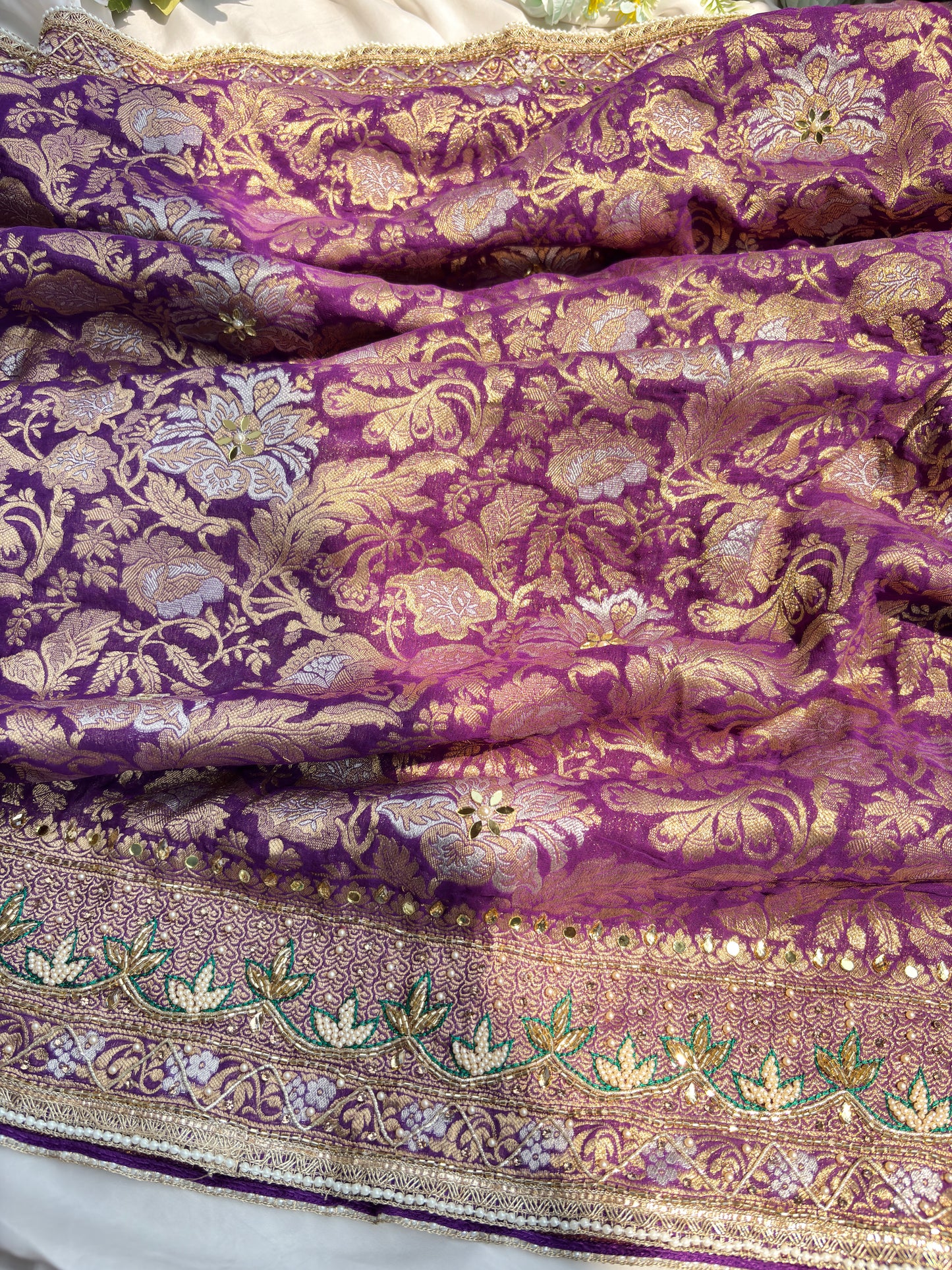 Grand Designer Embroidered Saree with Floral & Ornate Detailing