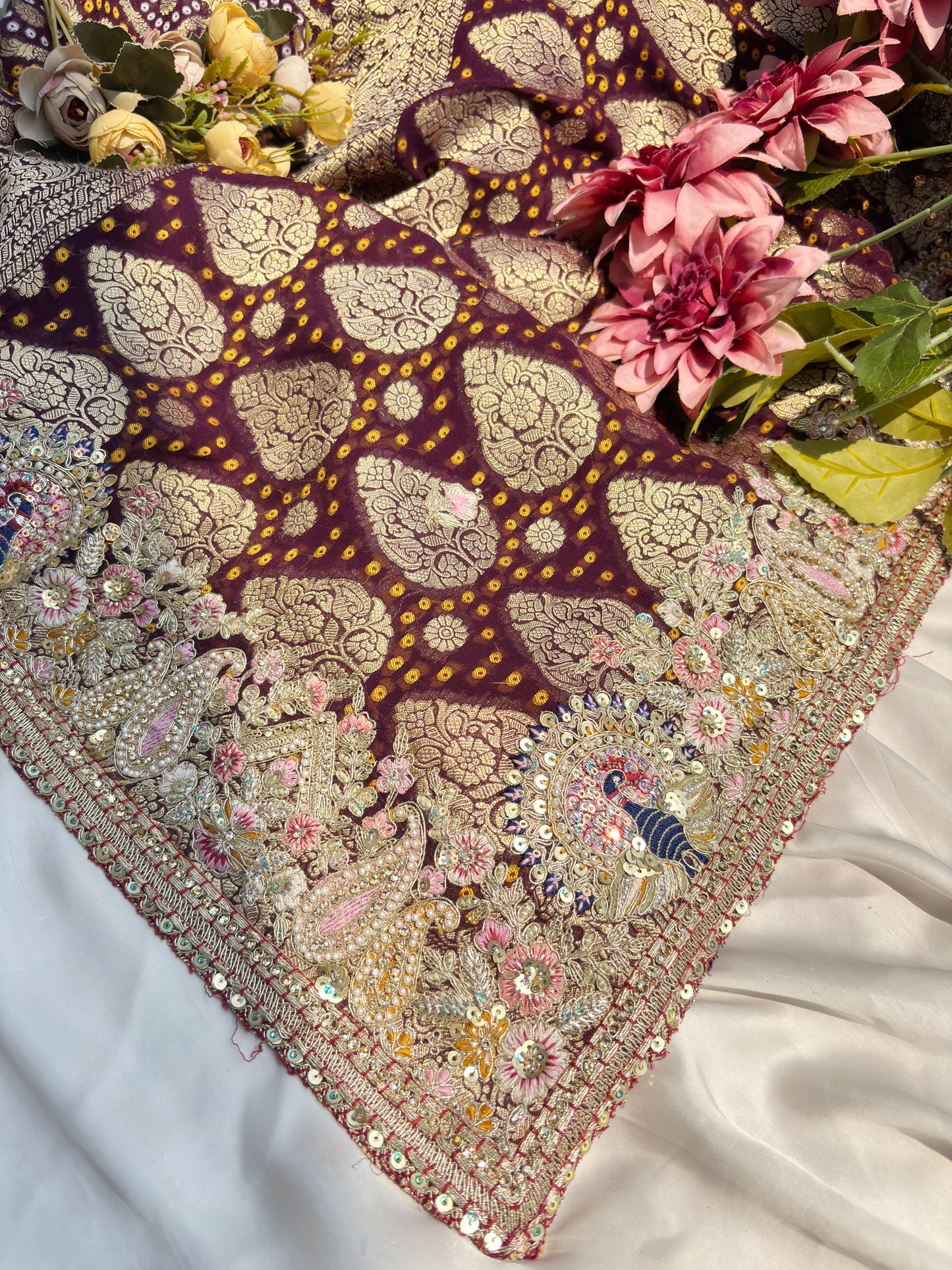 Designer Embroidered Saree with Peacock & Ornate Detailing