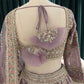 Hand-Embroidered Lehenga with Paisley Motifs and Sheer Dupatta