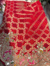 Red Colour Embroidered Saree with Gold Detailing & Motifs