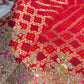 Red Colour Embroidered Saree with Gold Detailing & Motifs