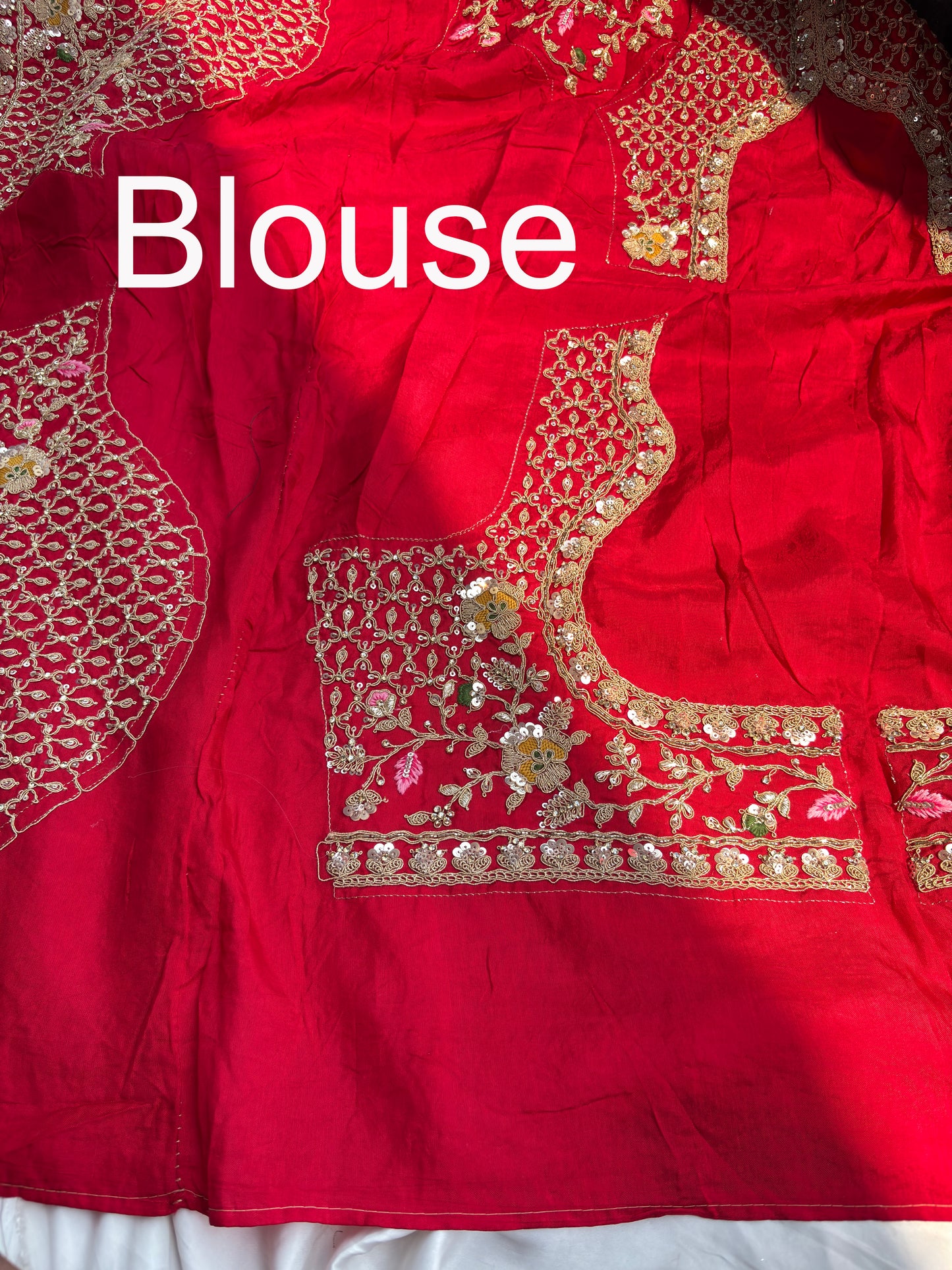 Red Colour Embroidered Saree with Gold Detailing & Motifs