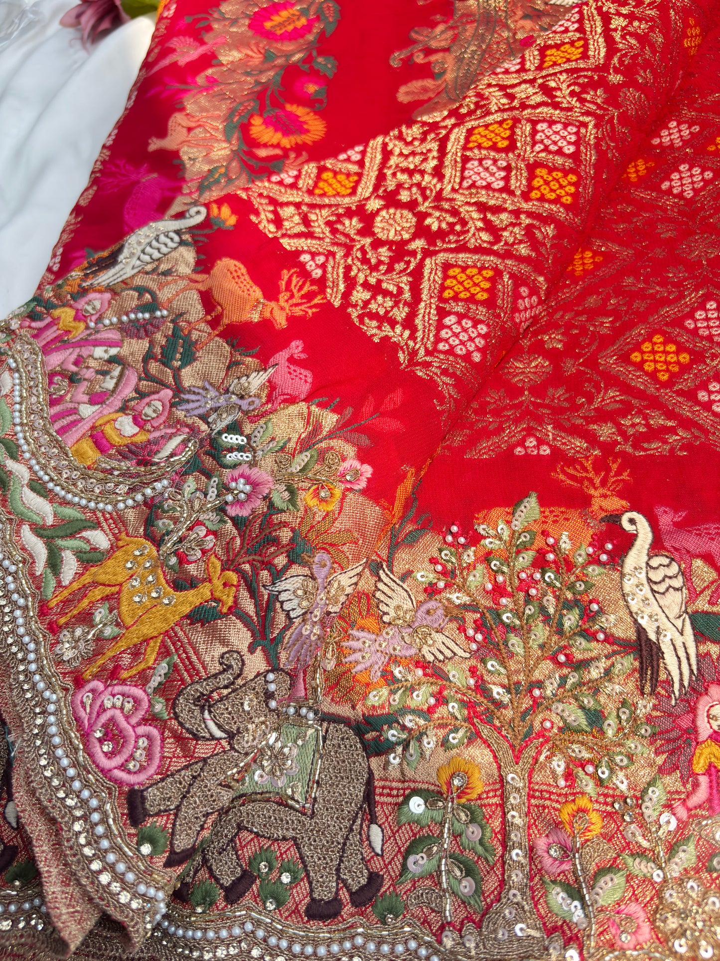 Grand Designer Embroidered Saree with Story Motifs & Sequins