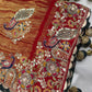Gajji Silk Regal Red-Gold Embroidered Saree with Paisley Motifs
