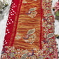 Gajji Silk Regal Red-Gold Embroidered Saree with Paisley Motifs