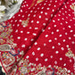 Gajji Silk Regal Red-Gold Embroidered Saree with Paisley Motifs