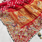 Gajji Silk Regal Red-Gold Embroidered Saree with Paisley Motifs