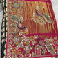 Gajji Silk Rani Colour Saree with Peacock and Paisley Motifs