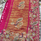 Gajji Silk Rani Colour Saree with Peacock and Paisley Motifs