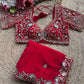 Red Embroidered Saree with Floral Sequin Designer Blouse