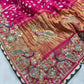 Gajji Silk Rani Colour Saree with Peacock and Paisley Motifs
