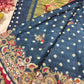 Gajji Silk Navy Blue Saree with Ornate Gold Embroidery