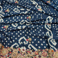 Gajji Silk Navy Blue Saree with Ornate Gold Embroidery