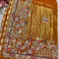Gajji Silk Mustard Yellow Saree with Floral and Bird Motifs
