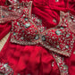 Red Embroidered Saree with Floral Sequin Designer Blouse