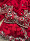 Red Embroidered Saree with Floral Sequin Designer Blouse