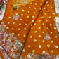 Gajji Silk Mustard Yellow Saree with Floral and Bird Motifs