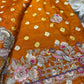 Gajji Silk Mustard Yellow Saree with Floral and Bird Motifs