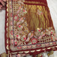 Gajji Silk Maroon Colour Saree with Floral and Bird Embroidery
