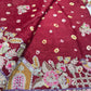 Gajji Silk Maroon Colour Saree with Floral and Bird Embroidery