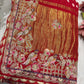 Gajji Silk Red Colour Saree with Ornate Floral Embroidery