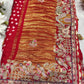 Gajji Silk Red Colour Saree with Ornate Floral Embroidery