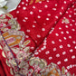 Gajji Silk Red Colour Saree with Ornate Floral Embroidery