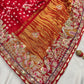 Gajji Silk Red Colour Saree with Ornate Floral Embroidery