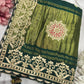 Gajji Silk Green Saree with Golden Floral Embroidery