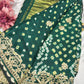 Gajji Silk Green Saree with Golden Floral Embroidery