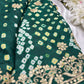 Gajji Silk Green Saree with Golden Floral Embroidery