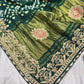 Gajji Silk Green Saree with Golden Floral Embroidery