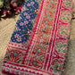 Navy Blue Patola Saree with Pink Embellished Floral Border