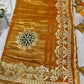 Gajji Silk Mustard Yellow Colour Saree with Floral Vine Embroidery