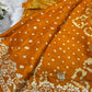 Gajji Silk Mustard Yellow Colour Saree with Floral Vine Embroidery