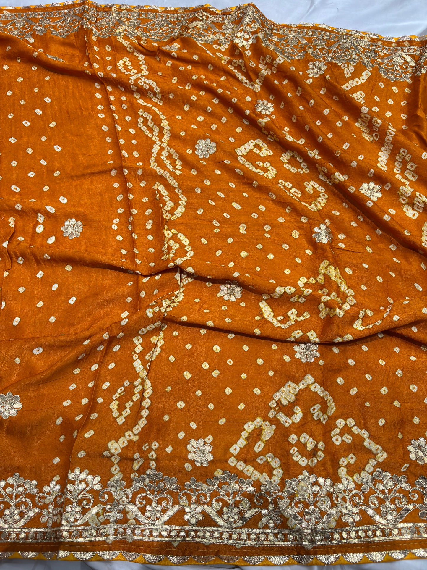 Gajji Silk Mustard Yellow Colour Saree with Floral Vine Embroidery