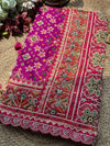 Magenta Patola Saree with Floral Motifs & Embellished Border