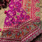 Magenta Patola Saree with Floral Motifs & Embellished Border