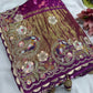 Gajji Silk Wine Colour Saree with Bird and Floral Motifs