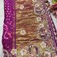 Gajji Silk Wine Colour Saree with Bird and Floral Motifs