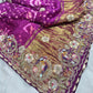 Gajji Silk Wine Colour Saree with Bird and Floral Motifs