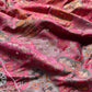 Coral Pink Woven Saree with Floral Beadwork & Embellished Border