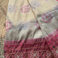 Ivory Woven Saree with Pink Mirror & Pearl Embellished Border