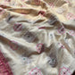 Ivory Woven Saree with Pink Mirror & Pearl Embellished Border