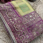 Olive Green Patola Saree with Purple Embellished Paisley Border