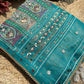 Turquoise & Ivory Patola Saree with Pearl Embellished Border